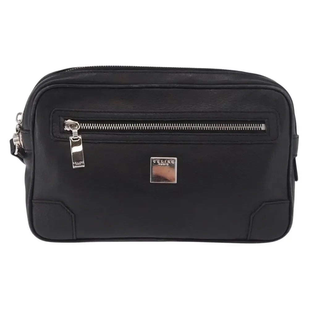 Celine Leather Classic Box Clutch Black